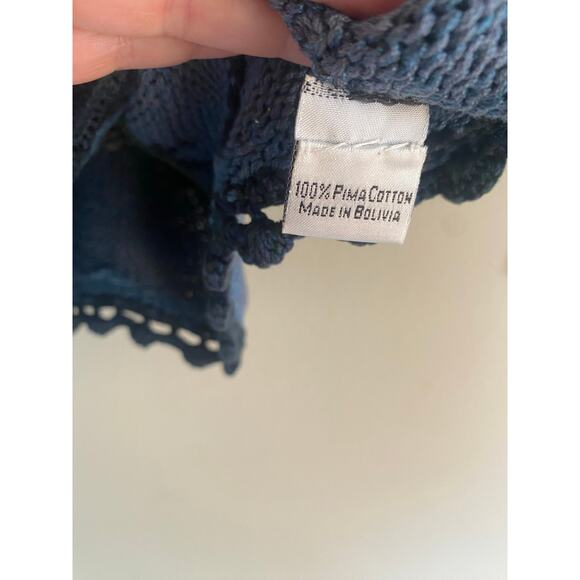 Peruvian Connection Colorful Pima Cotton Knit Top L-XL Purple Green Blue - Picture 3 of 4